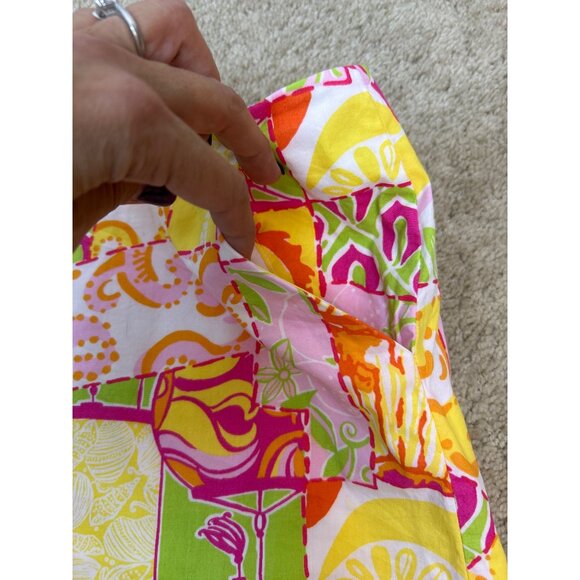Lilly Pulitzer Women's A-Line Citrus & Sunshine Patchwork Skirt Cotton Pockets 4 - Picture 5 of 11